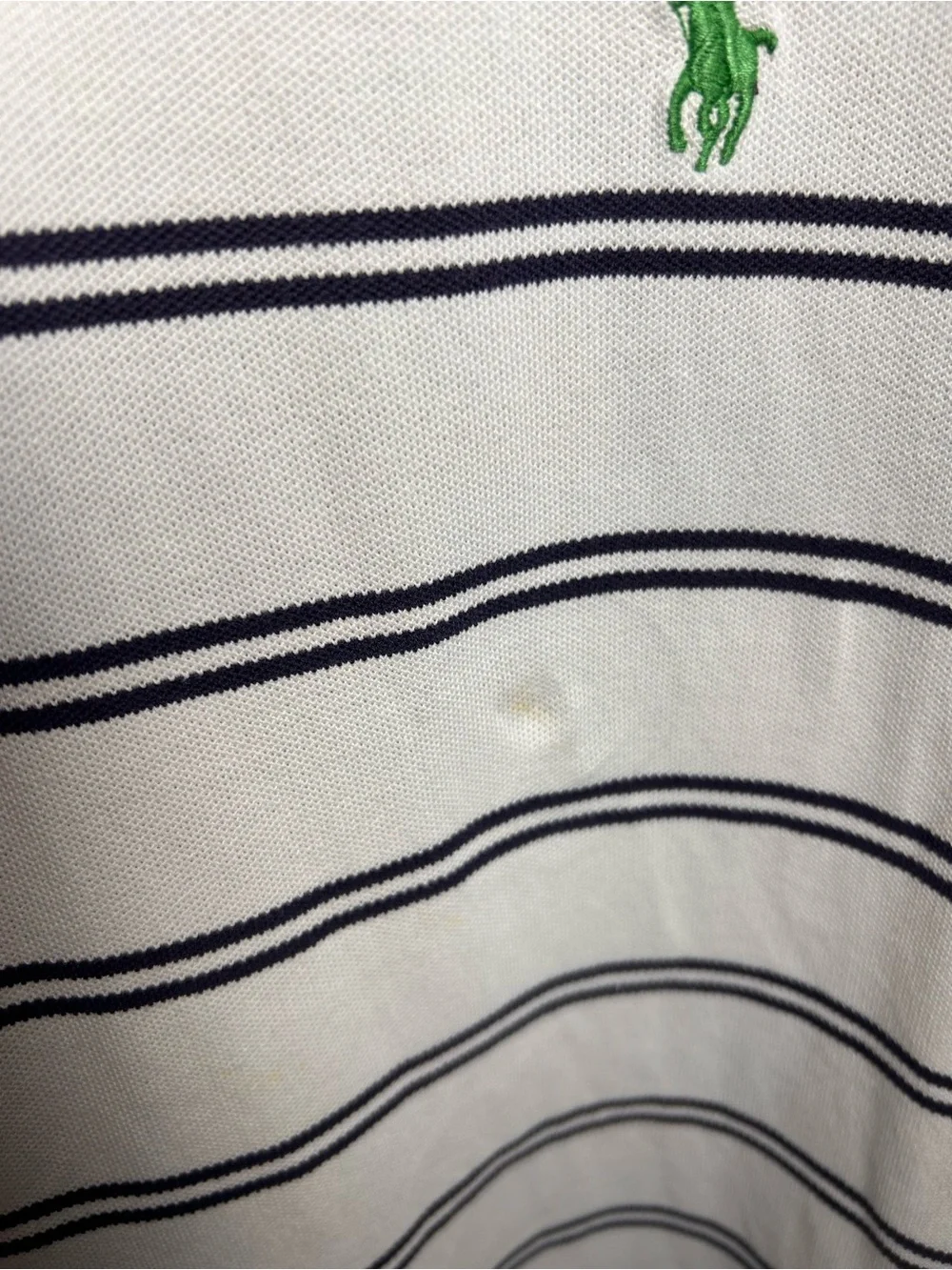Polo by Ralph Lauren White Polo with Navy Stripes and Green Pony Logo
